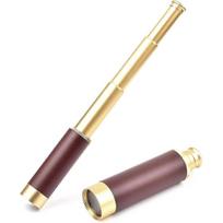 Retro Telescope Portable Pocket Monocular 4 Sections Copper Plated HD Monocular - DD01