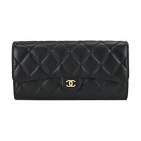 Chanel Auksės Sagtis Dygsniuota Ilga Avikailio Piniginė Moteriška Piniginė Juoda AP0241-Y01295-C3906 Basic Set (Bag+Dust Bag) gray