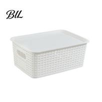 Cable Management Box Storage with Lid Imitation Rattan Weaving Desktop Organizer Multi-purpose Pet Hair Resistant Basket for Remote Controls Cosmetics balta