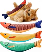 Hovicaed  Luxury Interactive Catnip Crinkle Sound Large Satin Saury Fish Squeak Liver Flavor Outdoor Use Chew Toys (Yellow,L) geltona