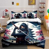 Ninja, katana, pagoda, cherry blossoms. Bedding sets Duvet cover sets Duvet covers Pillowcases(1*Duvet Cover 2*Pillowcases without duvet insert) 135x200cm
