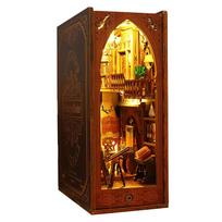 Creative Art Deco Wooden Bookends-DIY 3D Puzzle Miniature Library Scene Stress Relief Craft Desk Decor