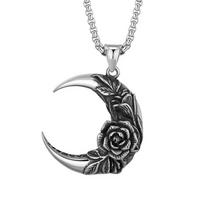 Long Chain Gothic Choker Exquisite Punk Rock Jewelry Vintage Rose Moon Pendant Necklace  Party juoda