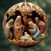 3D Acrylic Holiday Party Hanging Ornament Nativity Scene Christmas Decoration Indoor Outdoor Use Durable Lightweight Design One Size juoda