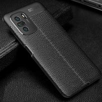 KEYSION atsparus smūgiams dėklas, skirtas POCO F3 Odos tekstūros minkštas silikonas Telefono galinis dangtelis POCO F3 POCO F3 juoda