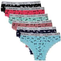 Underwear Women Cotton Low Rise Print Soft Briefs Ladies Panties Knickers Girls Lingerie Lot 6 PCS XL gray