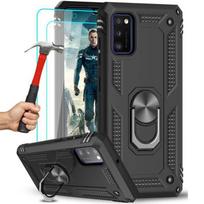 Protective Case - PROSHOP - Samsung A41 - Black - Army Style - 2 Tempered Glasses juoda