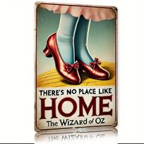 Wizard of Oz Tin Sign - Vintage Home Decor with Red Shoes & Yellow Brick Road Wall Art 20x30cm（7.8x11.8inch） black