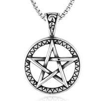 316L Stainless Steel Pentagram Pendant Necklace Vintage Satan Punk Hip Hop Biker Charm Pentagram Necklace Jewelry Wholesale CDN