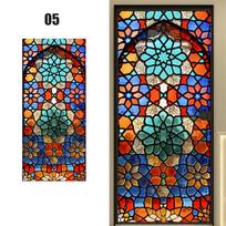 Europos stiliaus retro bažnyčios vitražo plėvelė matinė privatumo langų plėvelė namų dekoravimui, lipnūs stiklo lipdukai 40x80cm blue