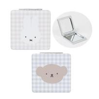 fab.JAPAN - Miffy BRUNA PLAID Folding Mirror Boris/Blue - 60×60×10mm