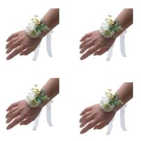 4Pcs Rose Corsages for Wedding Ceremony Anniversary Prom Party, Flower Wrist Corsages for Mother of Bride and Groom
