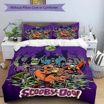 3pcs Cartoon Scooby Doo The Mystery Begins Printed Bedding Set, Soft and Comfortable Quilt Cover for Bedroom, Guest Room (1 Duvet Cover + 2 135cm*200cm