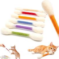 6PCS Cotton Swabs Cat Toy with Catnip Kitten Chew Sticks for Indoor Boredom Durable Dental Teething Ropes Interactive Accessory įvairiaspalvis