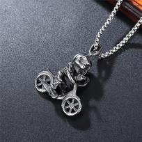 Necklace Hip Hop Death Knight Revenant Battle Skull Motorcycle Self-pendant 50CM(Necklace Size)