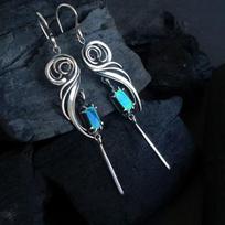 Necklace Geometric Inlaid Square Zircon Earrings Fashionable Long Tassel Women's Earrings Pendant 1cm*3cm