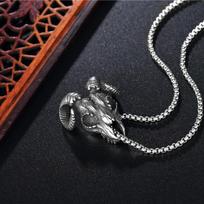 Fashion Accessories Titanium Steel Sheep Skull Men's Pendant Retro Animal Titanium Steel Necklace 50CM(Necklace Size)