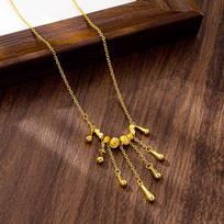 Trendy Simple Feng Shui Drop Tassel Collarbone Chain Women's Beaded Cat's Eye Jewelry Necklace Pendant 60CM(Necklace Long)