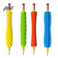Textured Grip for Hand Fatigue Reduction 4Pcs Silicone Pencil Grips Stress Relief Sensory Fidget Automatic Kids Sleeves Quiet Classroom Tool 1 Set