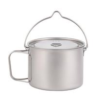 Portable Lightweight 0.9L Titanium Hanging Pot for Camping Single Noodle & Soup Boiling for Picnic Travel Cookware