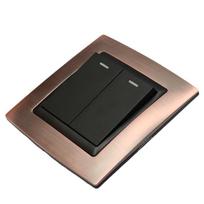 15A Series Luxury Red Bronze-colored Brushed Hotel 2 Gang 2 Way Wall Switch 86*86*35mm