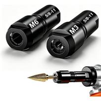 2-Pack Angle Grinder to Die Grinder Adapter, 5/8 -11 Thread to 1/4  (6mm) & 1/8  (3mm) Collet Chucks, Angle Grinder Attachments for Rotary Burrs 2PCS