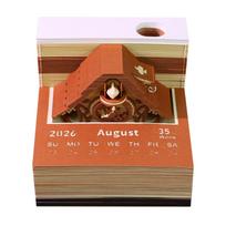 Cuckoo Clock Style 3D Memo Calendar Pad Unique Desk Organizer Paper Sculpture 3D Time Piece Desk Calendar
