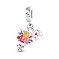Tourism Style Airplane Luggage Flowers Pendant Charms Silver Plated Copper DIY Bracelet Fittings Custom Logo Small Quantity sidabras