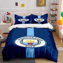 Manchester City logo pattern. Bedding sets Duvet cover sets Duvet covers Pillowcases(1*Duvet Cover 2*Pillowcases without duvet insert) 135x200cm