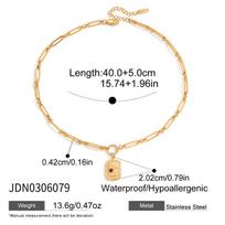 youthway fashion red rhinestone square coin series pendant necklace stainless steel women 18k gold color -plated women necklace