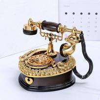 Vintažinis sukamasis telefonas Muzikinė dėžutė Dekoratyvinis retro rinkiklio telefonas Nostalgiškas Europos Brown Telephone beige