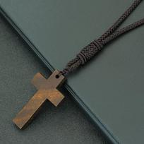 5 Stiliai Krikščioniškas Jėzaus Kryžiaus Pakabukas Karoliai Vyrams Aukščiausios Kokybės Atrinktas Tamsiai Rudas Virvės Grandinėlė Meditacijos Gydymo Kaklo Aksesuarai ruda
