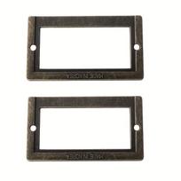 5pcs Antique Vintage Vintage Handle Business Card Holder Label Frame Zinc Alloy Drawer Chinese Medicine Cabinet  Antique Bronze Old-fashioned 5pcs