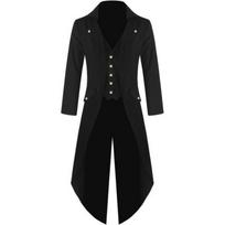 2023 Men's Steampunk Gothic Overcoat Trench Jacket Retro Formal BC7928 XXL juoda