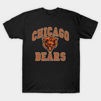 Men Black Print T-shirt Chicago-Bears No-Cut Transfer Paper Print Cotton Tshirt S juoda