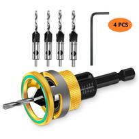 Four-Flute Countersink Drill Bit Set With Adjustable Depth Stop High-speed Steel Tapered Guide Drills For Natural Wood