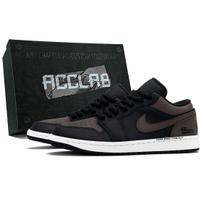 Jordan Air Jordan 1 Lightweight Height Increasing Low top Vintage Basketball Shoes Men's Black Brown 553558-132(Team1605--) 44