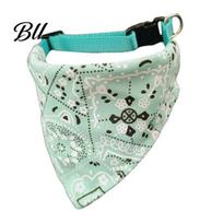Dog Leash Attachment Bandana Collar, Paisley Pattern with D-Ring, No-Tie Outdoor Collar Adjustable Stylish for Small Medium Large Dogs Bohemian XS žalia