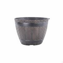 Dirbtinio medžio statinės vazonas Atsparus oro sąlygoms Dervos spiritinio statinėlio puodas Lengvas Didelis Rustic augalas 7.6 Inch Ring Barrel gray