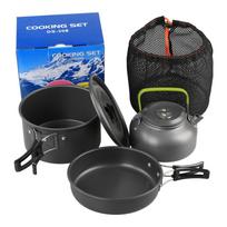 Outdoor Camping 2-3 Person Aluminum Pot and Teapot Set Portable Ultra-Light Combination Boiling pan frying pan teapot
