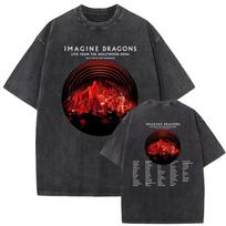 2026 Hot Sale Imagine Dragons Loom World Tour 2026 Washed Vintage T-shirt Men Women Gothic Oversized Streetwear Summer Casual Graphic Tee Loose Top L