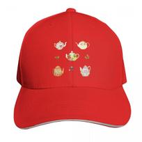 Flower Teapots and Green Tea Leaves Baseball Cap GentleUnisex Hat summer hat Golf Cap western Hat Unisexs Luxury Womens