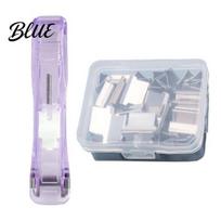 Reusable Binder Clips Paper Clip Stapler Portable Dispenser No Hole Punching Pusher with 50 Refillable Transparent Metal Office School Supplies Home H sidabras
