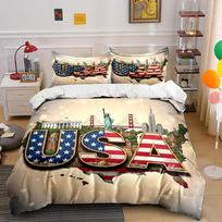 USA landmarks and flag. Bedding sets Duvet cover sets Duvet covers Pillowcases(1*Duvet Cover 2*Pillowcases without duvet insert) 135x200cm