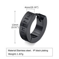 Norse Viking Rune Hoop Earrings for Men, Waterproof Stainless Steel Huggies Earrings, Fashion Punk Piercing Ear Jewelry Gift