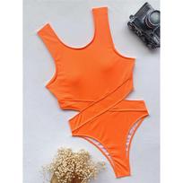 Sexy Cut Out Padded One Piece Swimsuit Women Swimwear Female High Leg Cut Ribbed Bather Bathing Suit Swim Lady L rožinė