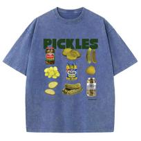 Retro Hip Hop Style T-shirt Humor Cucumber Print Do Old Neutral Short Sleeve Oversize Crew Neck Pullover S