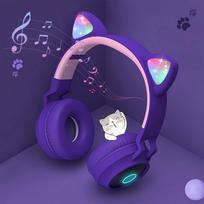 Cat Ear Headphones, Wireless Bluetooth Headphones with Built-in Microphone, Foldable, Bluetooth 5.0 Headphones for Kids, Sparkling Rainbow Color