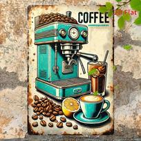 Vintage Coffee Machine Metal Tin Sign Retro Espresso Coffee Wall Decor Coffee Lover Plaque Poster for Kitchen Cafe Bar Home Of 20x30cm（7.8x11.8inch）