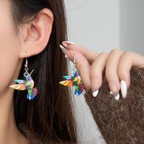 Beautiful Bird Starts the Spring, Colorful Fashion Retro Mid-century Style Ins Network Sense Earrings 1cm*3cm